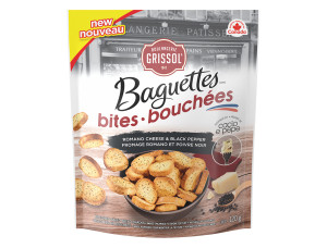 Package for Boulangerie Grissol Baguettes Bites Romano Cheese and Black Pepper