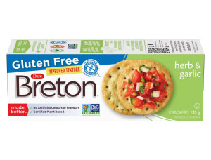 Package for Breton Gluten Free Herb and Garlic Crackers